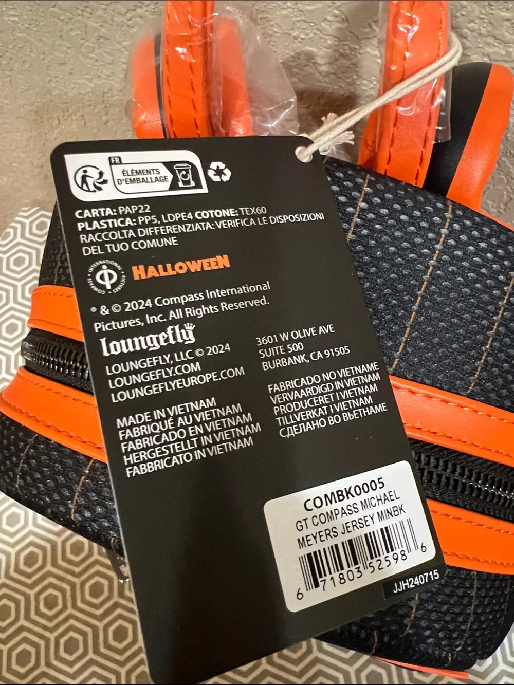 Loungefly Black & Orange Halloween Mini Backpack Michael Myers jersey